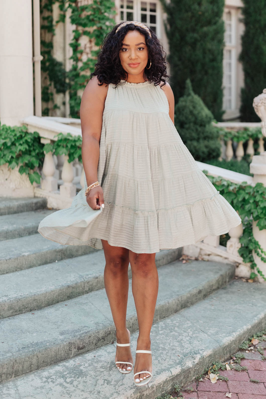 Tiered Halter Dress in Sage