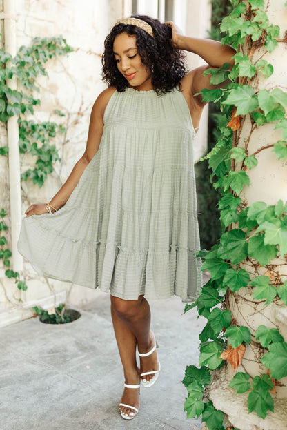 Tiered Halter Dress in Sage