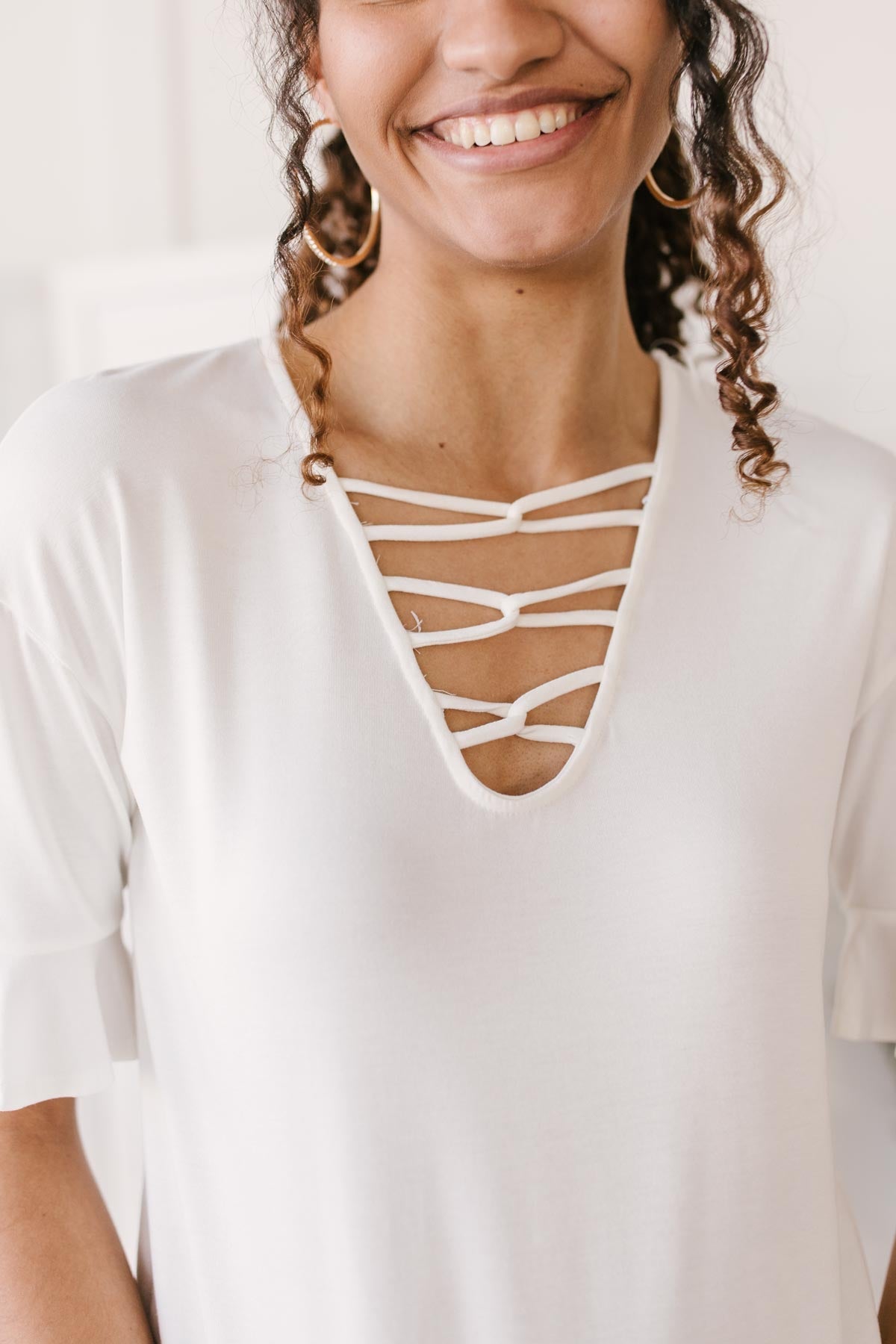 Unique Neckline Top in Ivory