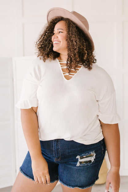 Unique Neckline Top in Ivory