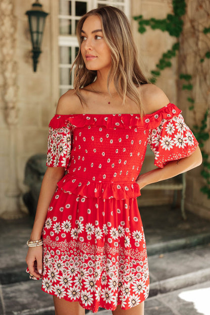 Daisy Chains Dress in Red