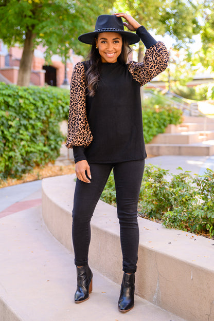 We Have History Animal Print Ribbed Top