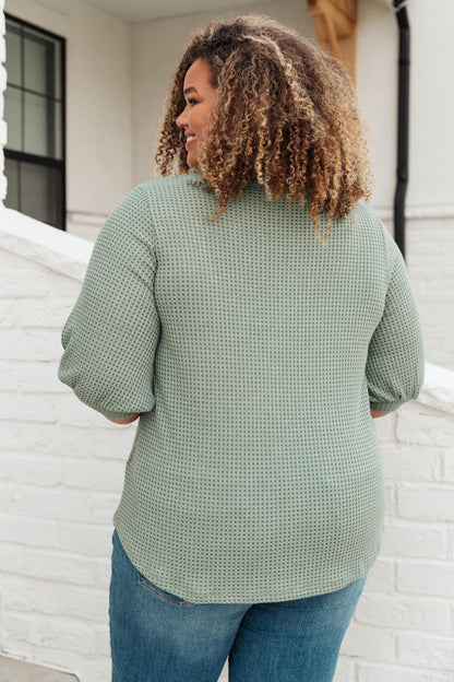 Wonderfully Waffled Top in Sage