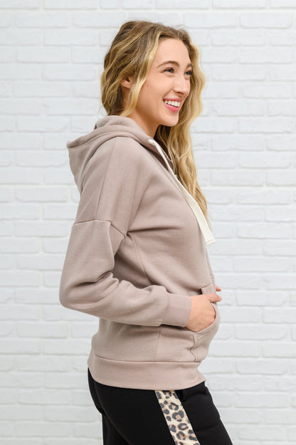 Zip Up Hoodie Sweat Jacket in Mocha